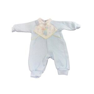 Vintage 80's Childwise 6-9 Months Quilted Baby Blue Sleeper Trumpeter Music Note